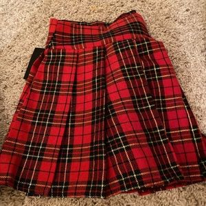 J.TEMPLETON GOLD-RED CHECKERED SCHOOLGIRL SKIRT